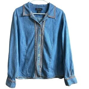VTG North River Outfitters Denim Western Button Down Shirt Size XL